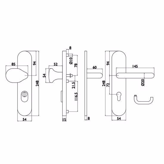 Solid Stainless Steel Security Lock Entrance Pull Gate Door Handle